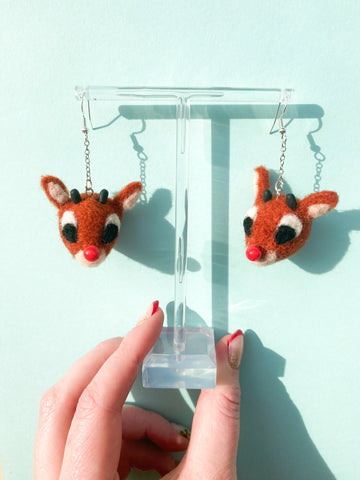 Red-Nosed Reindeer Earrings