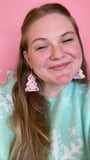 Retro Pink Tree Earrings