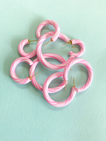 Pink Candy Cane Lane Hoops