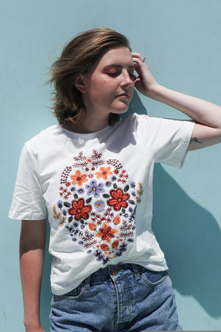 Sweet Flower Embroidered Tee